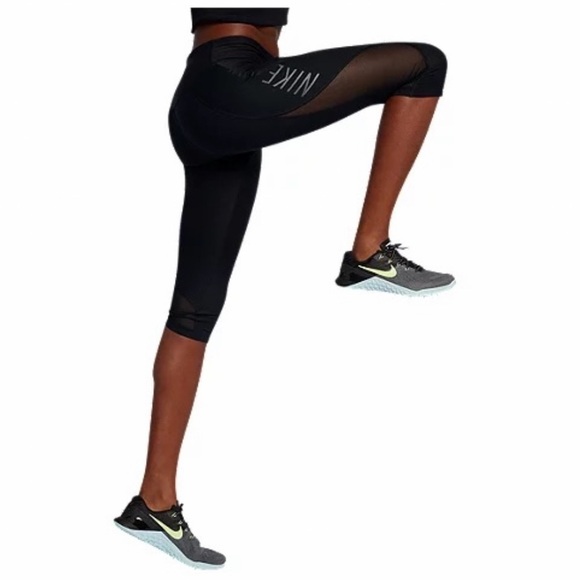 Nike Power Legend Mid Rise Black Training Crop Legging - Picture 1 of 12